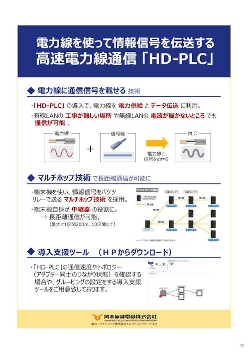 Panasonic(パナソニック)　電力線を使って情報記号を伝送する高速電力線通信「HD-PLC」 (岡本無線電機株式会社) のカタログ