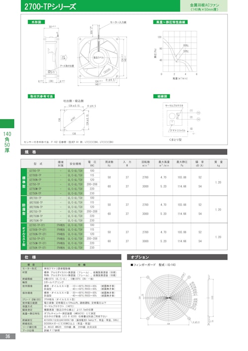 金属羽根ACファンモーター　2700-TPシリーズ (株式会社廣澤精機製作所) のカタログ