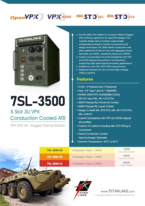 軍事・航空宇宙 向け 3U VPX ATR ミリタリーグレード PC 7STARLAKE 7SL-3500-LC (サンテックス株式会社) のカタログ