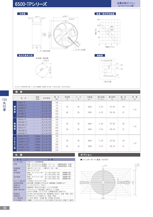 金属羽根ACファンモーター　6500-TPシリーズ (株式会社廣澤精機製作所) のカタログ