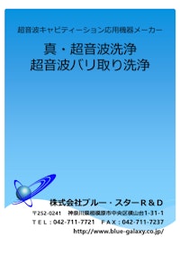 真・超音波洗浄　超音波バリ取り洗浄 製品カタログ 【株式会社ブルー・スターR&Dのカタログ】