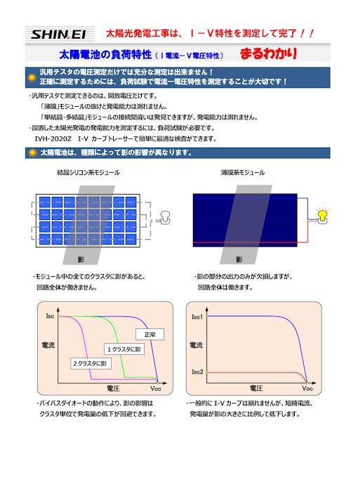 太陽光発電の測定ノウハウ (新栄電子計測器株式会社) のカタログ