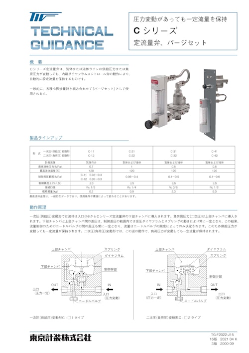 CPシリーズ パージセット（定流量弁） (東京計装株式会社) のカタログ