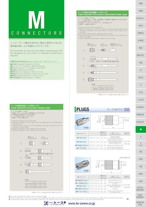 同軸 Mコネクタ カタログ (株式会社トーコネ) のカタログ