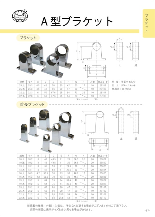 ＯＲＩＧＩＮＡＬ　ＣＡＴＡＬＯＧ　Ａ型ブラケット (株式会社フジテック・ジャパン) のカタログ