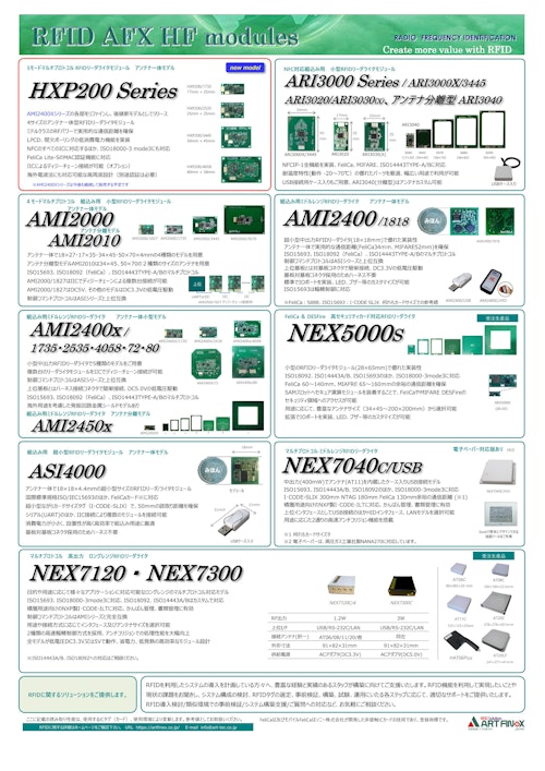 HF帯リーダモジュール (株式会社アートファイネックス) のカタログ
