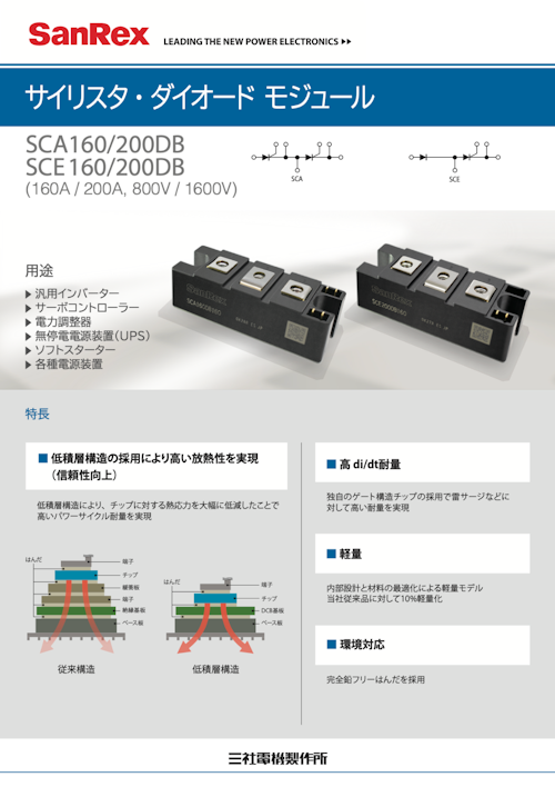 サイリスタ・ダイオードモジュール（SCA160/200DB・SCE160/200DB） (株式会社三社電機製作所) のカタログ