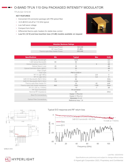 超広帯域薄膜LN変調器『TFLN-G2-1310-W』 O-band (セブンシックス株式会社) のカタログ