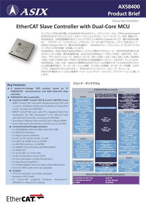デュアルコアEtherCATスレーブコントローラ AX58400 (エム・シー・エム・ジャパン株式会社) のカタログ