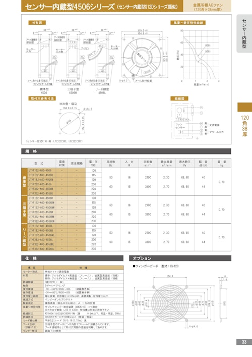 金属羽根ACファンモーター　センサー内蔵型4506シリーズ　カタログ (株式会社廣澤精機製作所) のカタログ