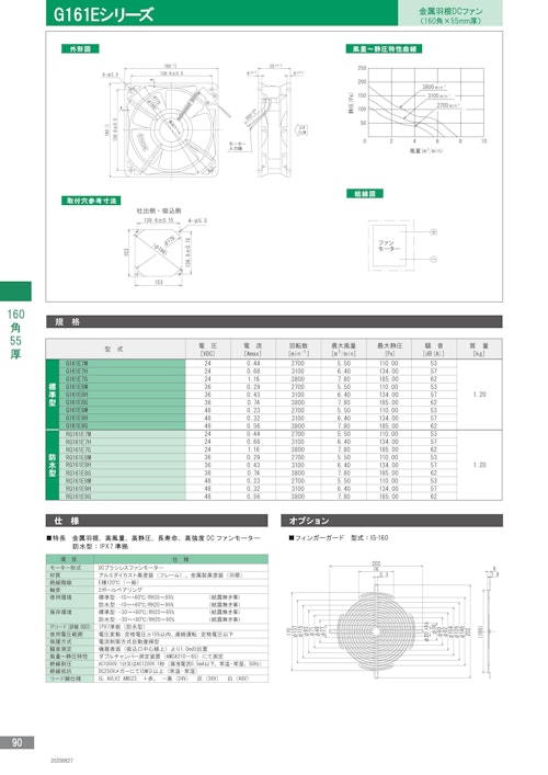 DCブラシレスファンモーター　G161Eシリーズ (株式会社廣澤精機製作所) のカタログ