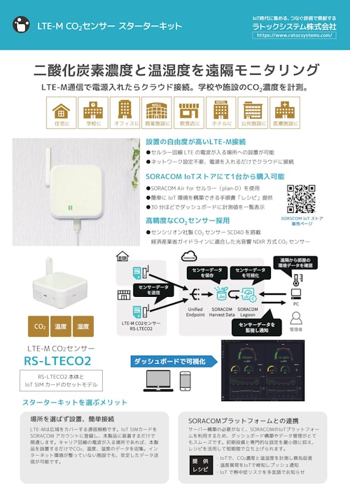 LTE-M接続CO2/温度/湿度センサ【空気質をIoTで可視化】 (ラトックシステム株式会社) のカタログ