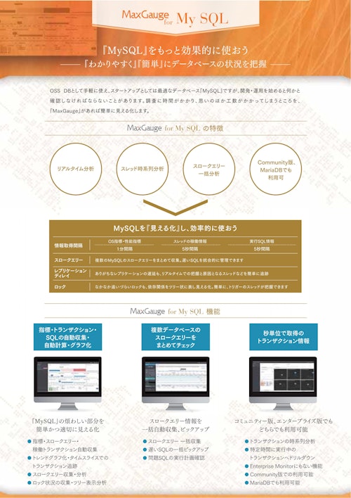 MaxGauge for MySQL 製品カタログ (日本エクセム株式会社) のカタログ