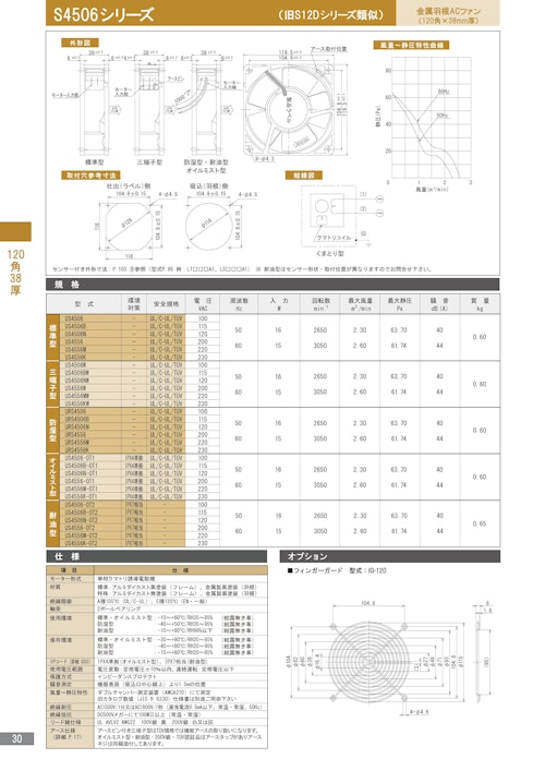 金属羽根ACファンモーター　S4506シリーズ (株式会社廣澤精機製作所) のカタログ