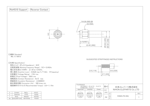 RSMA-PS-58U (日本エレパーツ株式会社) のカタログ
