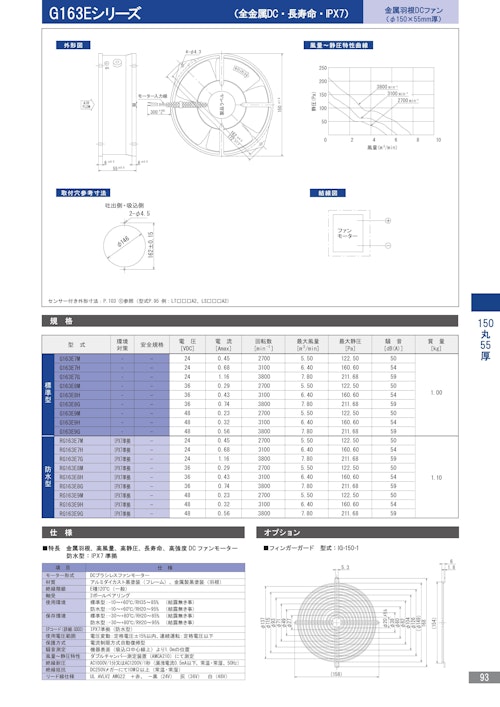 DCブラシレスファンモーター　G163Eシリーズ (株式会社廣澤精機製作所) のカタログ