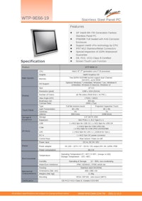 完全防水・防塵対応のIntel 第7世代Core-i5版高性能・薄型ファンレス19型タッチパネルPC『WTP-9E66-19』 【Wincommジャパン株式会社のカタログ】