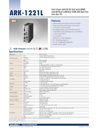 Intel Atom搭載 産業向けファンレスゲートウェイ、ark-1221L 【アドバンテック株式会社のカタログ】