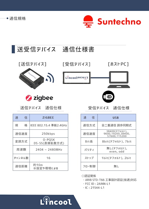 通信規格詳細説明リーフレット【サンテクノ製Lincool】 (株式会社サンテクノ) のカタログ