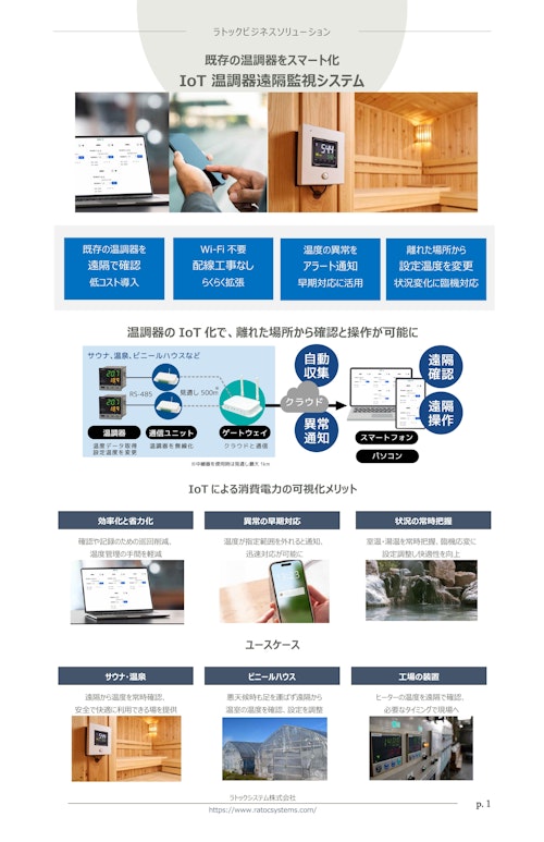 IoT温調器遠隔監視システム (ラトックシステム株式会社) のカタログ