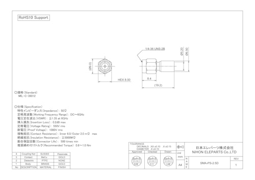 SMA-PS-2.5D (日本エレパーツ株式会社) のカタログ