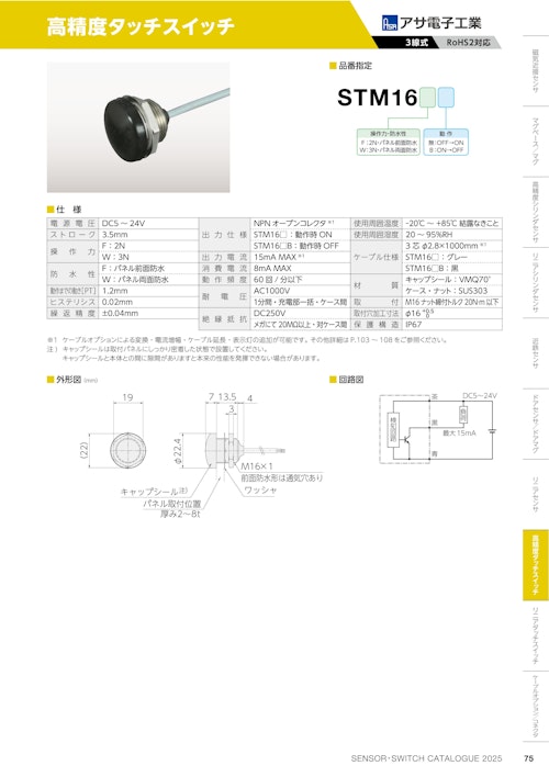 高精度タッチスイッチ　STM16 (共栄通信工業株式会社) のカタログ