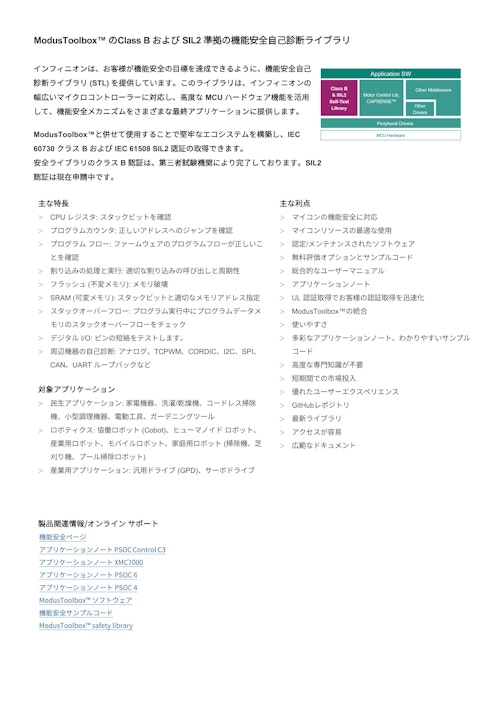 ModusToolbox™ のClass B および SIL2 準拠の機能安全自己診断ライブラリ (インフィニオンテクノロジーズジャパン株式会社) のカタログ