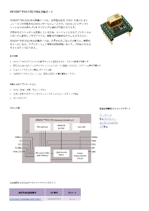 XENSIV PAS CO2 Mini 評価ボード　カタログ (インフィニオンテクノロジーズジャパン株式会社) のカタログ