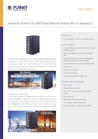 産業用イーサネットスイッチ PLANET ISW-1600T 【サンテックス株式会社のカタログ】