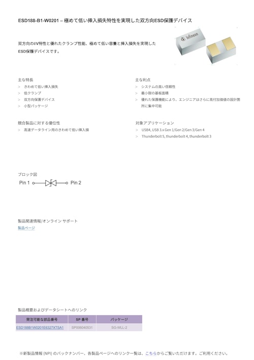 ESD188-B1-W0201 (インフィニオンテクノロジーズジャパン株式会社) のカタログ