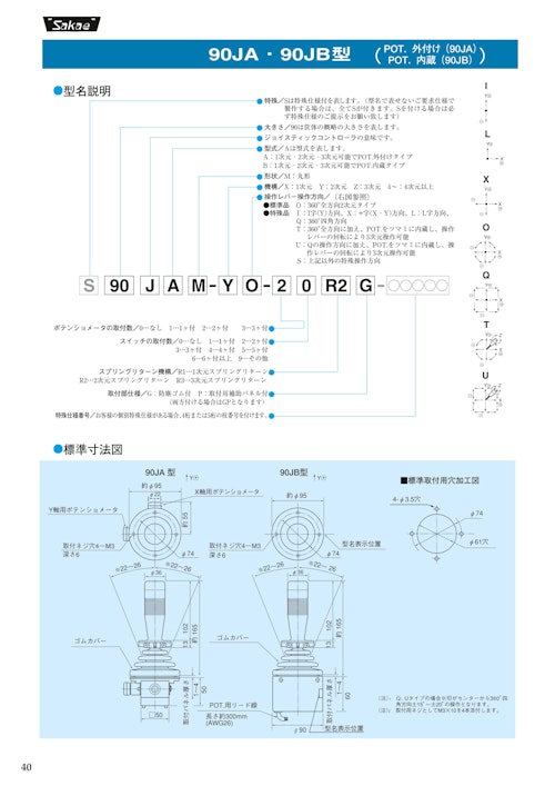 ジョイスティックコントローラ　90JA、90JB (共栄通信工業株式会社) のカタログ