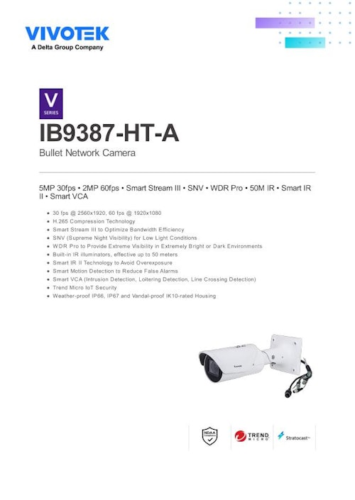 VIVOTEK バレット型カメラ：IB9387-HT-A (ビボテックジャパン株式会社) のカタログ