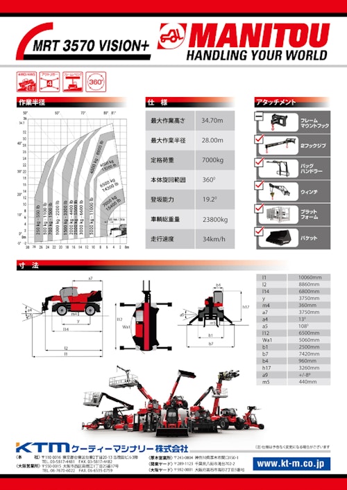 テレハンドラー【MRT3570 VISION】 (ケーティーマシナリー株式会社) のカタログ