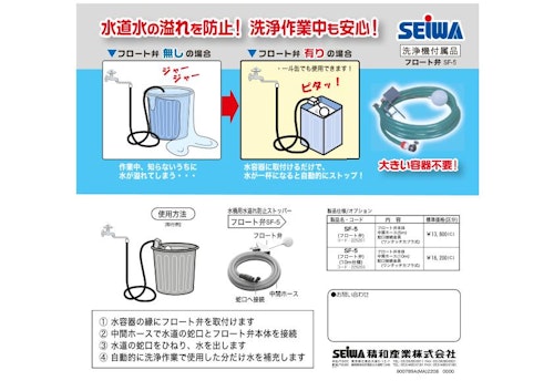 洗浄機付属品　フロート弁 (精和産業株式会社) のカタログ