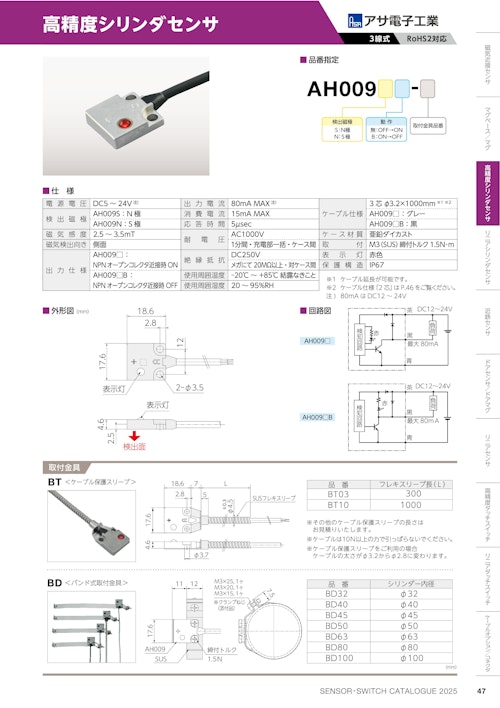 高精度シリンダセンサ　AH009 (共栄通信工業株式会社) のカタログ