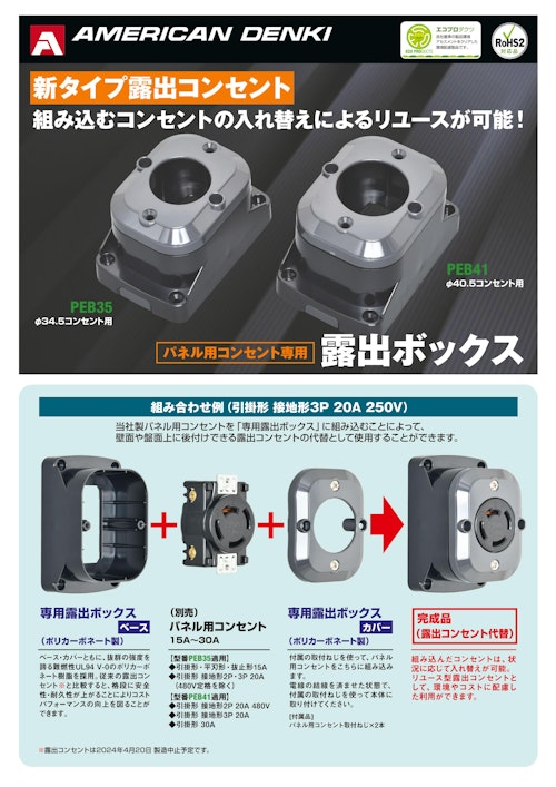 パネル用コンセント専用露出ボックス (アメリカン電機株式会社) のカタログ