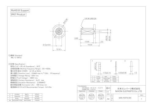SMA-RSFB-084 (日本エレパーツ株式会社) のカタログ