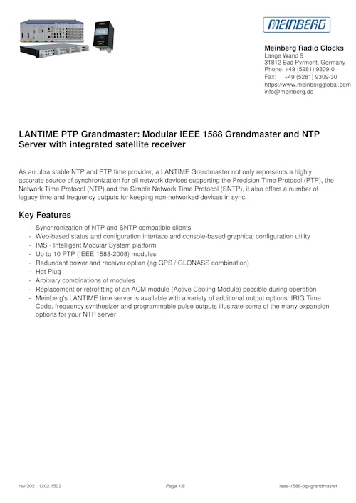 PTP GRANDMASTER LANTIME (アスコット株式会社) のカタログ