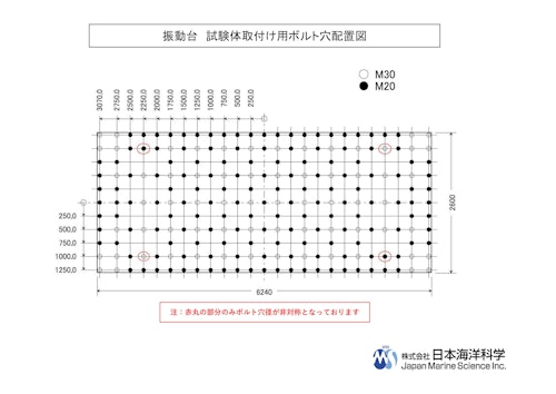 日本海洋科学 振動台治具取付用資料(ボルト穴配置図) (株式会社日本海洋科学) のカタログ