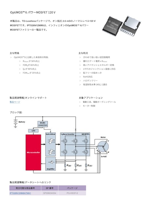 OptiMOS™ 6 パワーMOSFET 120 V (インフィニオンテクノロジーズジャパン株式会社) のカタログ