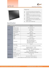 IP66完全防塵・防水ステンレス筐体の21.5型フルHD版タッチパネル付き液晶ディスプレイ『WTD-22』のカタログ