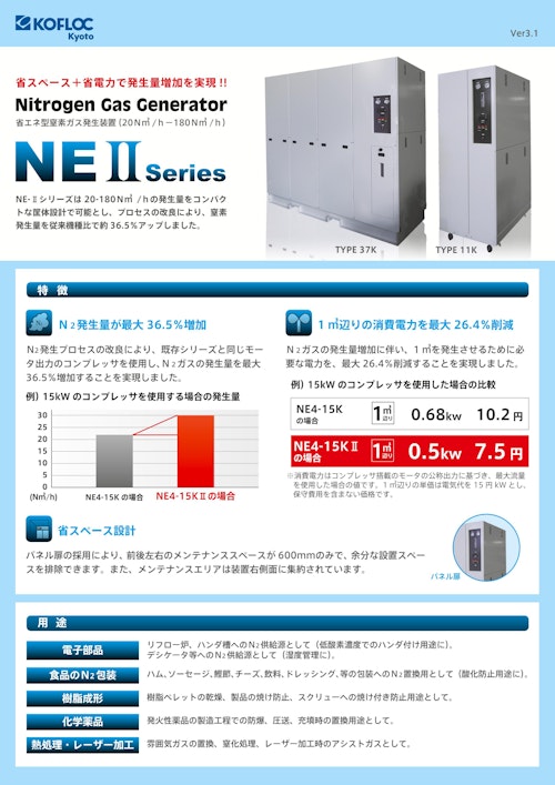 大型窒素ガス発生装置  NEⅡ Series (コフロック株式会社) のカタログ