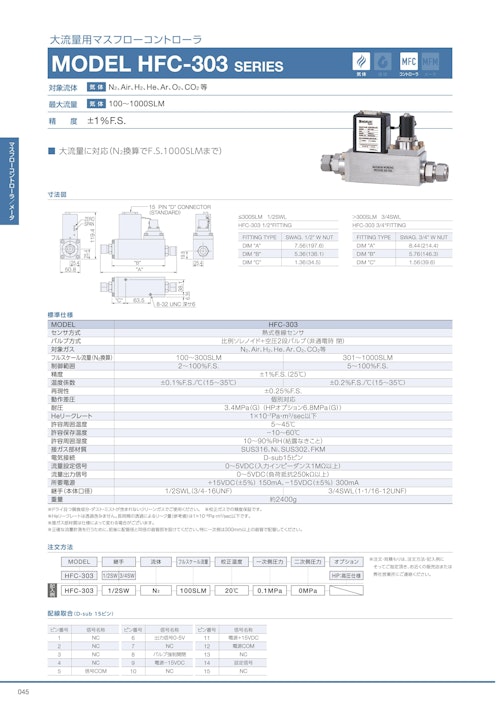 大流量用マスフローコントローラ MODEL HFC-303 SERIES (共栄通信工業株式会社) のカタログ