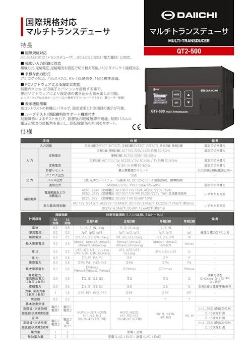 マルチトランスデューサ QT2-500 (株式会社第一エレクトロニクス) のカタログ