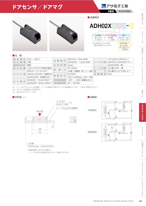 ドアセンサ/ドアマグ　ADH02X (共栄通信工業株式会社) のカタログ
