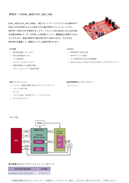 評価ボードEVAL_6EDL7151_36V_1kW (インフィニオンテクノロジーズジャパン株式会社) のカタログ