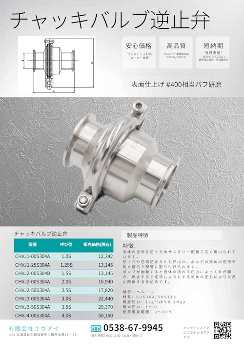チャッキバルブ逆止弁 (有限会社ユウアイ) のカタログ