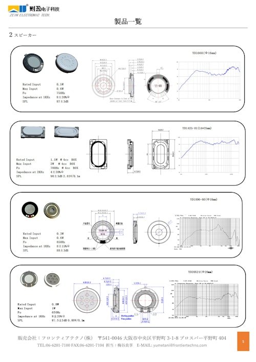 ZEIN スピーカー 製品カタログ (フロンティアテクノ株式会社) のカタログ