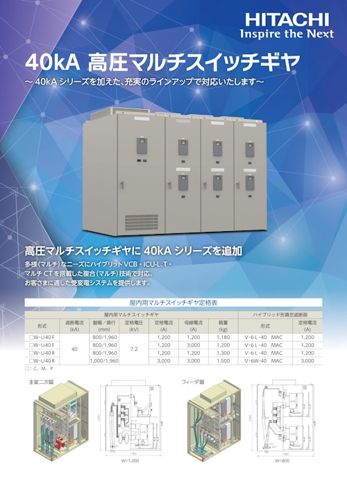 【日立】40kA高圧マルチスイッチギヤ (九州機電株式会社) のカタログ