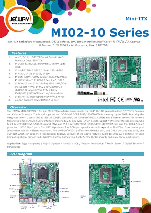 産業用Mini-ITXマザーボード Jetway MI02-10 (サンテックス株式会社) のカタログ